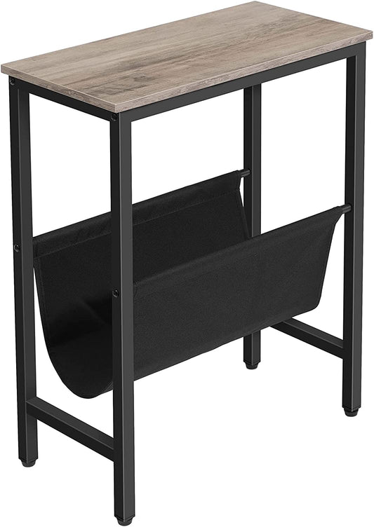 Industrial Side Table with Magazine Holder Sling and Metal Structure (Grey) | Auzzi Store