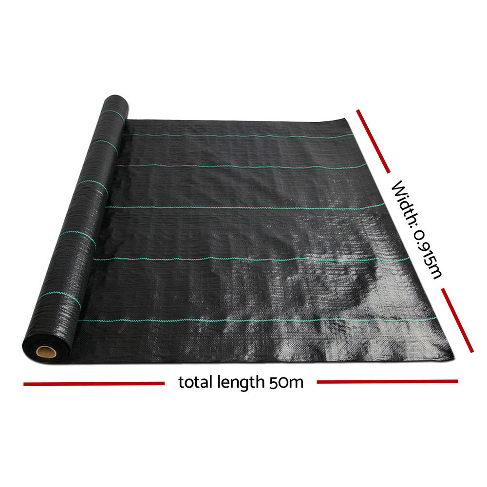 Instahut 0.915m x 50m Weedmat Weed Control Mat Woven Fabric Gardening Plant | Auzzi Store