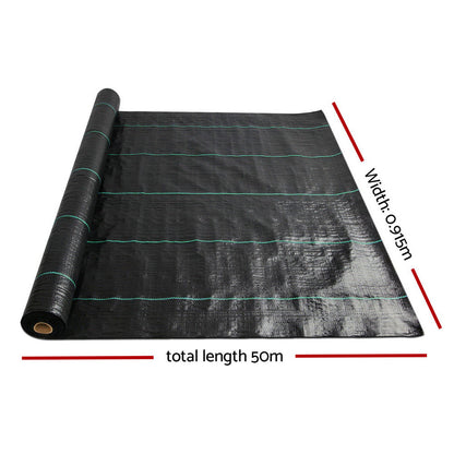 Instahut 0.915m x 50m Weedmat Weed Control Mat Woven Fabric Gardening Plant | Auzzi Store