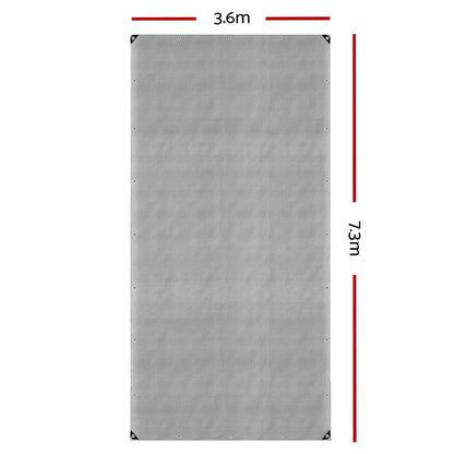 Instahut 3.6x7.3m Tarp Camping Tarps Poly Tarpaulin Heavy Duty Cover 180gsm Silver | Auzzi Store