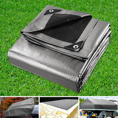 Instahut 3x4.5m Tarp Camping Tarps Poly Tarpaulin Heavy Duty Cover 180gsm Silver | Auzzi Store