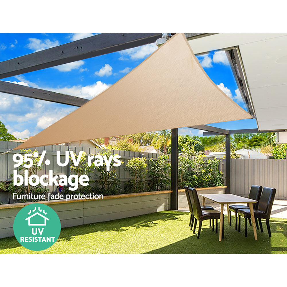 Instahut 5x5x5m Shade Sail Cloth Shadecloth Triangle Heavy Duty Sand Sun Canopy | Auzzi Store