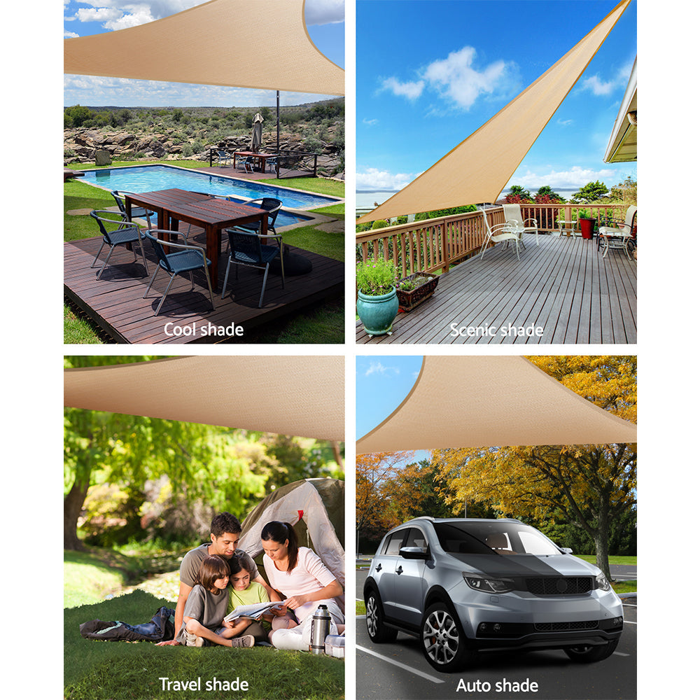 Instahut 5x5x5m Shade Sail Cloth Shadecloth Triangle Heavy Duty Sand Sun Canopy | Auzzi Store