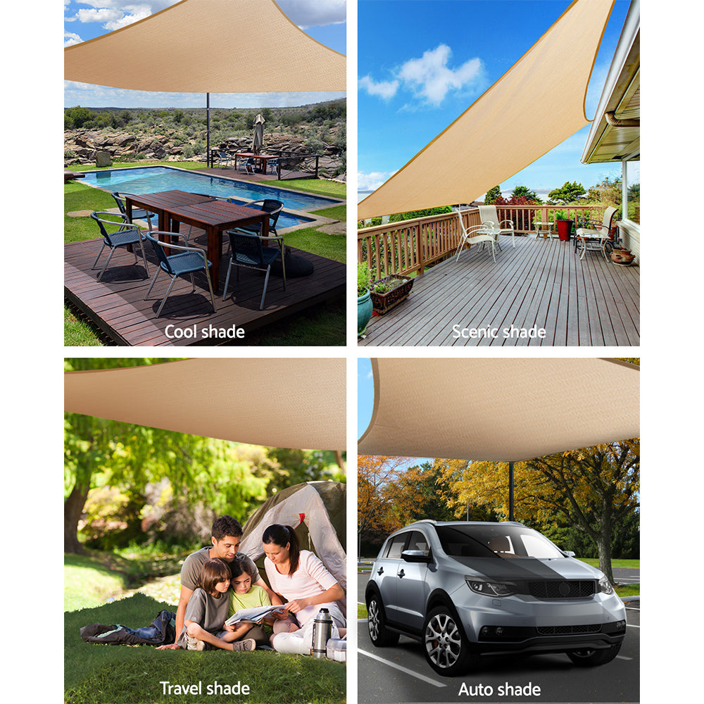 Instahut 5x6m Shade Sail Sun Shadecloth Canopy 280gsm Sand | Auzzi Store