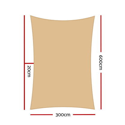 Instahut Sun Shade Sail Cloth Shadecloth Rectangle Canopy Sand 280gsm 3x6m | Auzzi Store