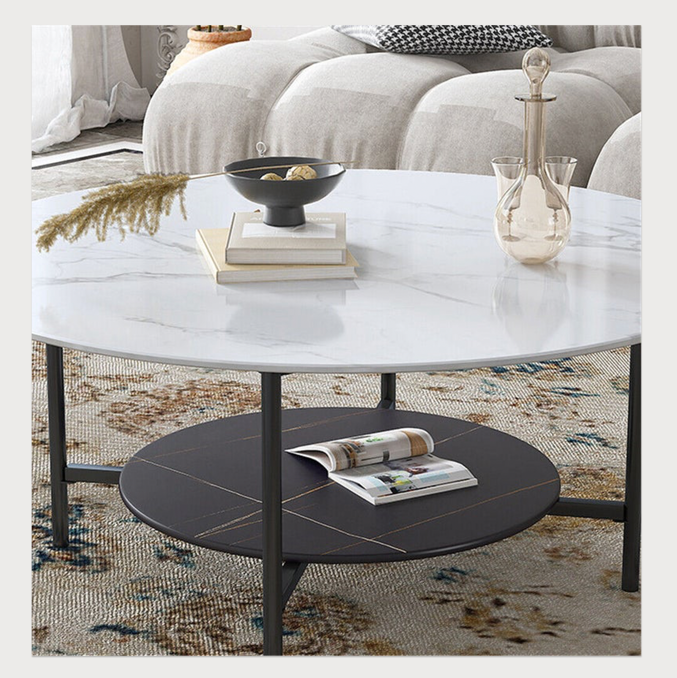 Interior Ave - Duke Round Two Tier Stone Coffee Table | Auzzi Store