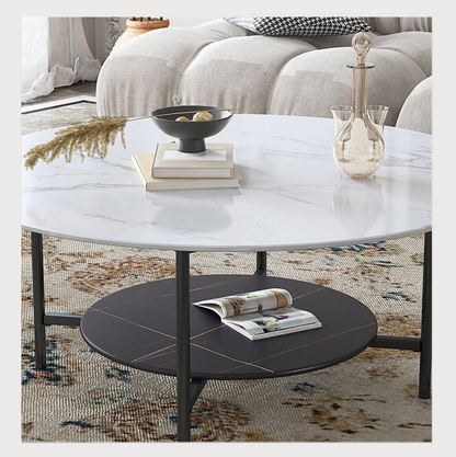 Interior Ave - Duke Round Two Tier Stone Coffee Table | Auzzi Store