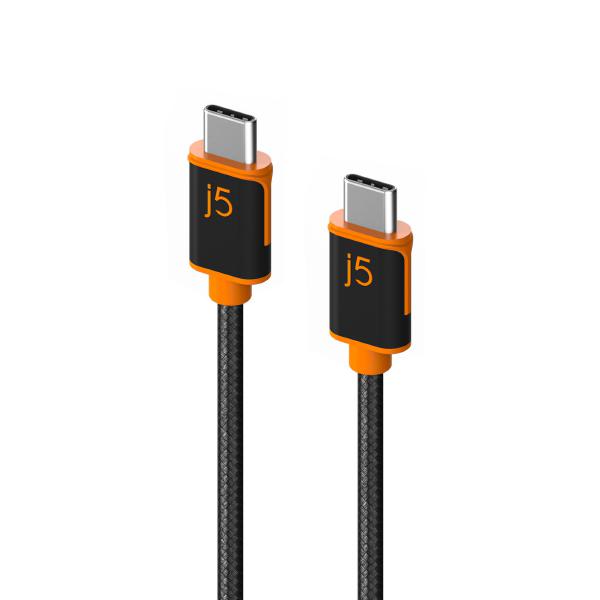 J5create JUCX24 USB-C to USB-C Sync &amp Charge Cable 180cm, Braided Polyester Supports USB 2.0 with speeds up to 480Mbps, output up to 3A | Auzzi Store