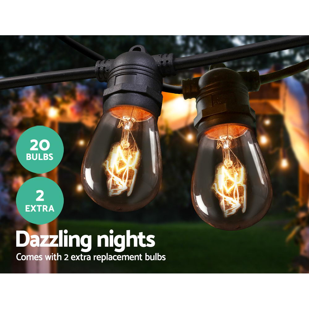 Jingle Jollys 20m Festoon String Lights Christmas Bulbs Party Wedding Garden Party | Auzzi Store