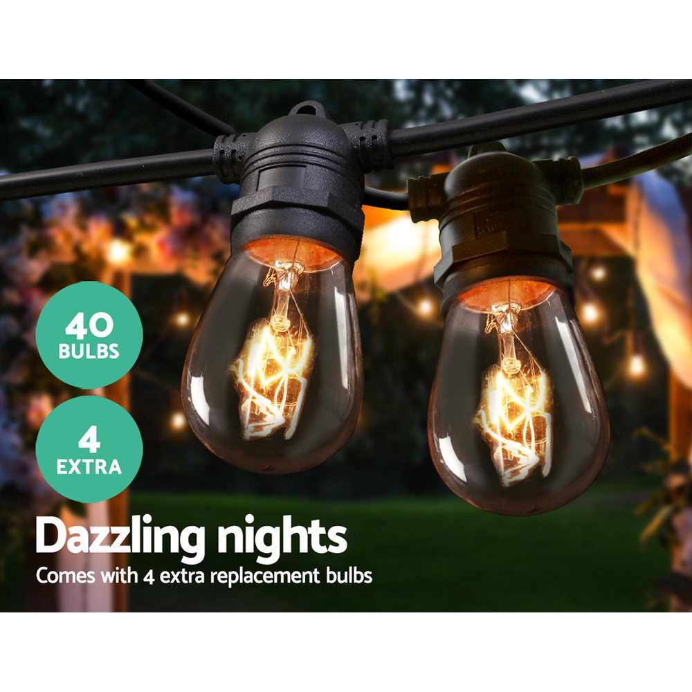 Jingle Jollys 38m Festoon String Lights Christmas Bulbs Party Wedding Garden Party | Auzzi Store