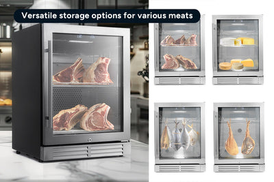 125L Commercial Dry Ager Meat Fridge - UV Sanitisation, LED Light, Adjustable Shelves