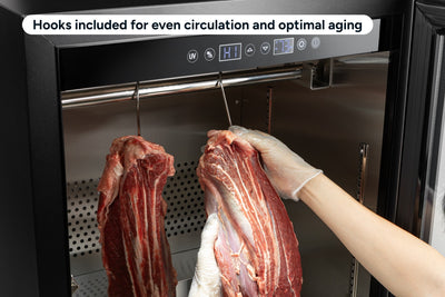 125L Commercial Dry Ager Meat Fridge - UV Sanitisation, LED Light, Adjustable Shelves