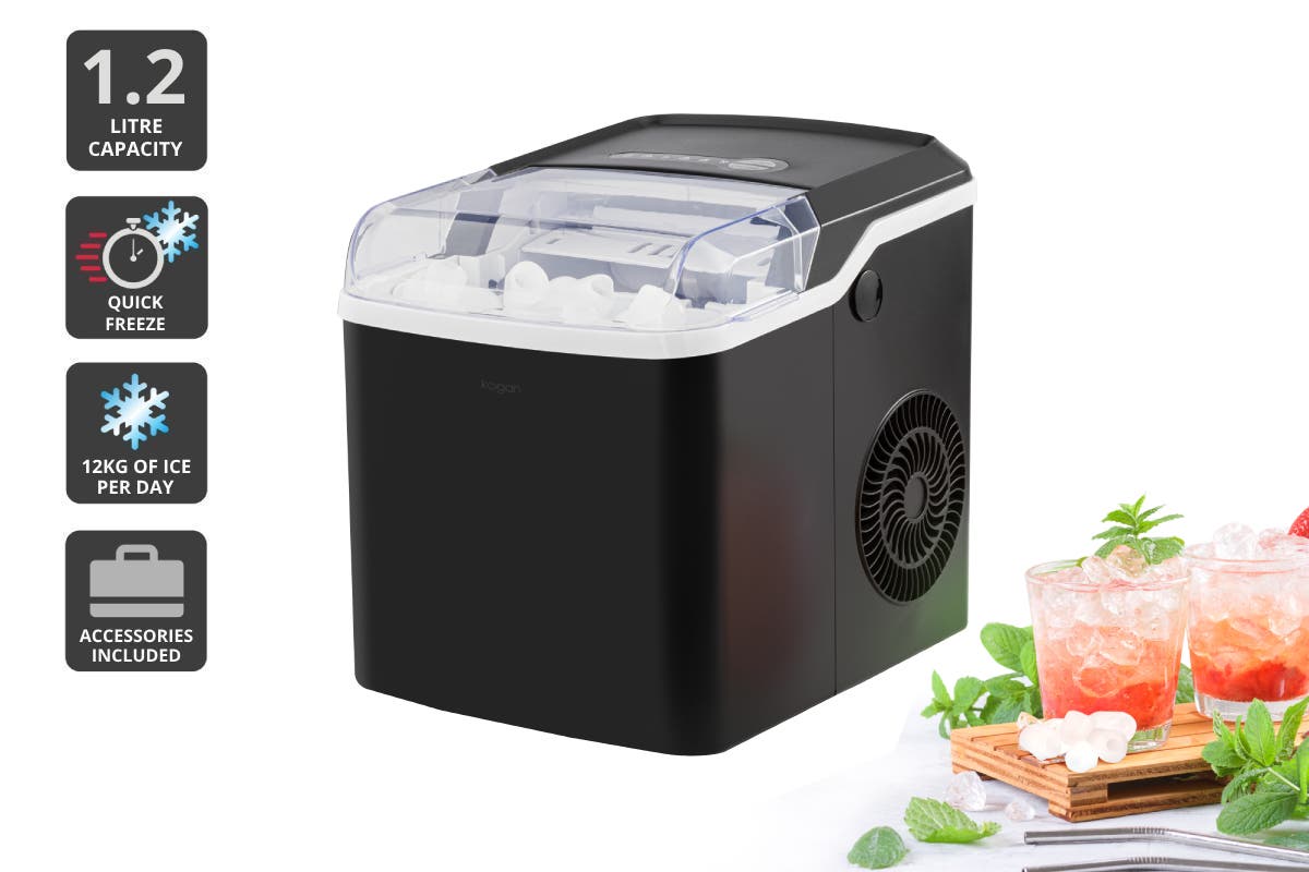 Kogan 12kg Ice Cube Maker with Self-Cleaning (Black)