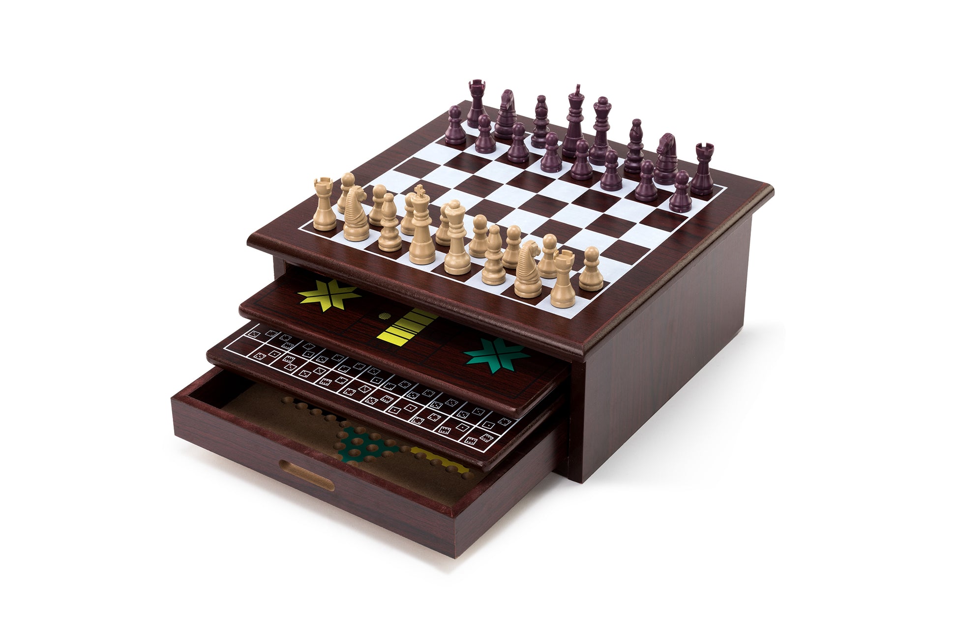 Kogan 15-in-1 Games Board  - Dark Brown)