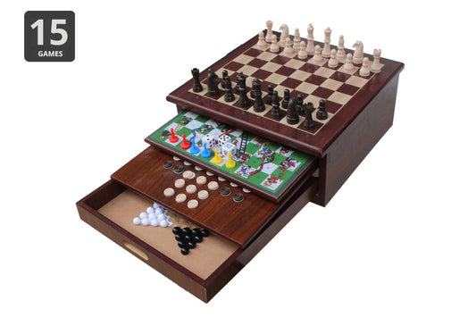 Kogan 15-in-1 Games Board (Dark Brown)