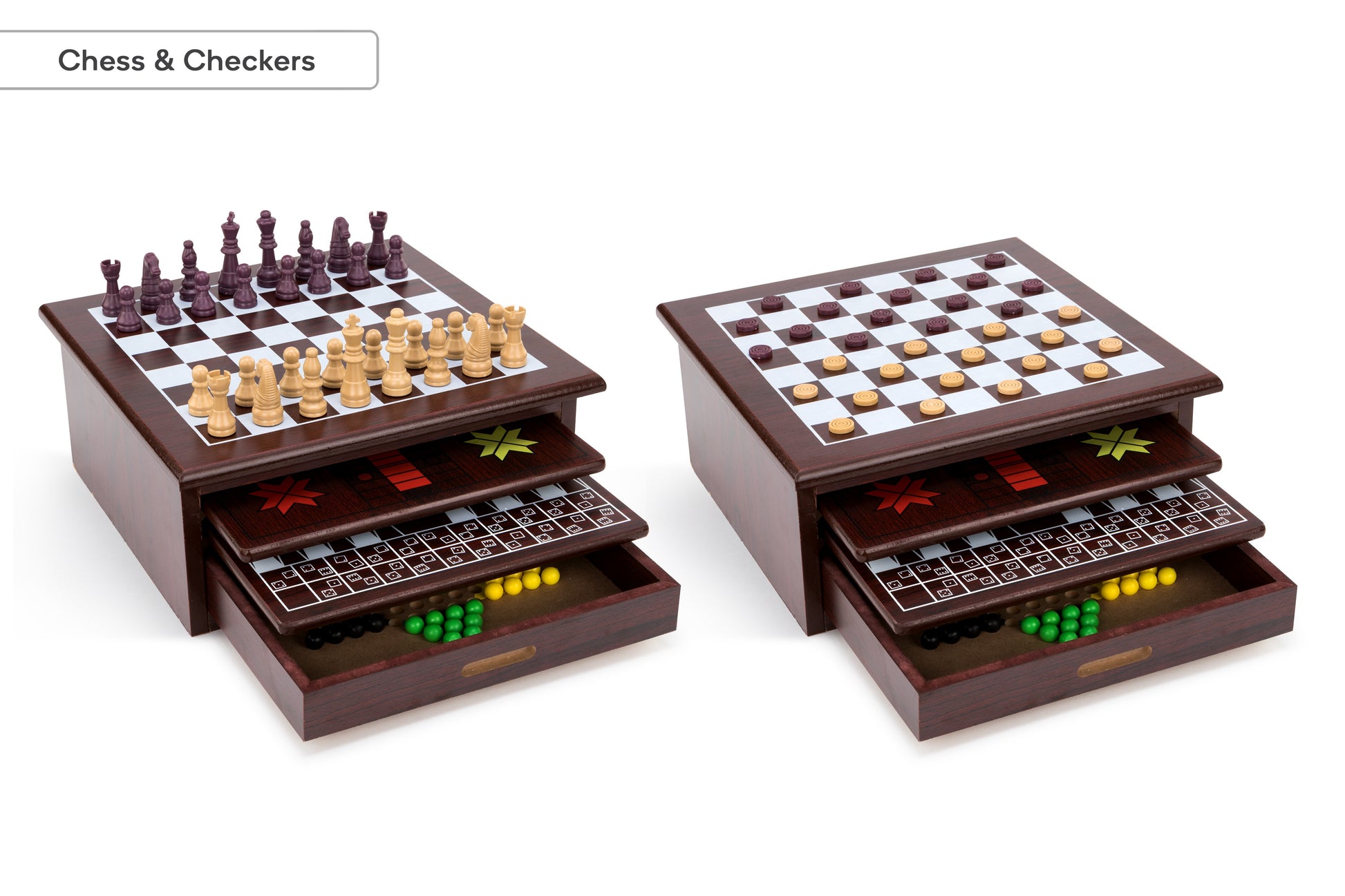 Kogan 15-in-1 Games Board  - Dark Brown)