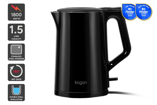 Kogan Double Wall Kettle (Black)