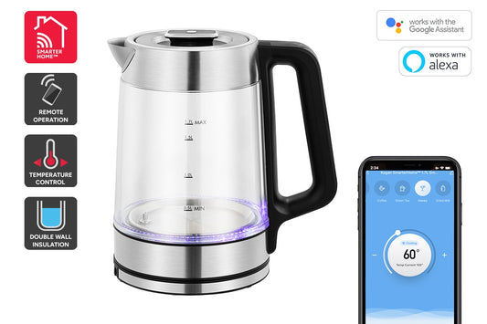 Kogan SmarterHome™ 1.7L Double Wall Glass Smart Kettle (Stainless Steel)