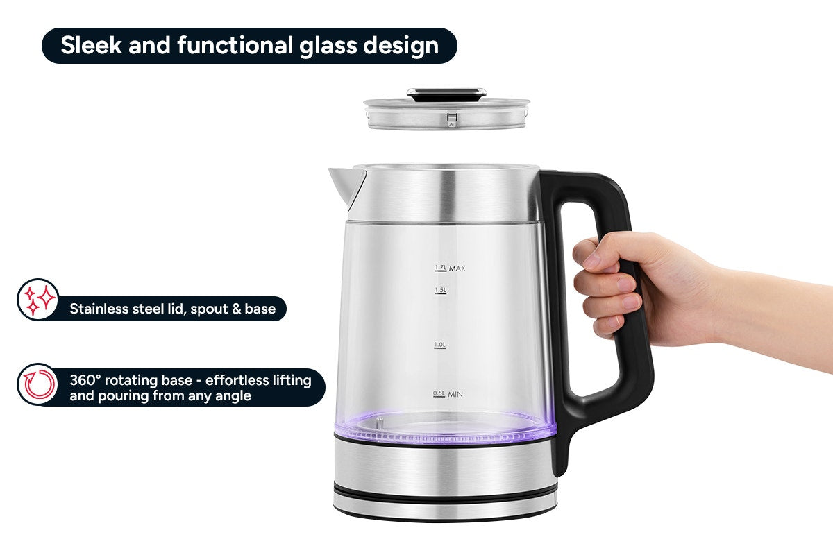 Kogan SmarterHome™ 1.7L Double Wall Glass Smart Kettle (Stainless Steel)