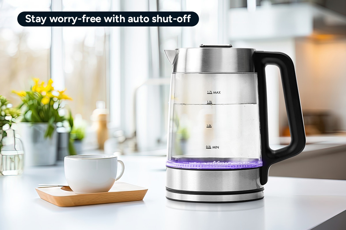 Kogan SmarterHome™ 1.7L Double Wall Glass Smart Kettle (Stainless Steel)