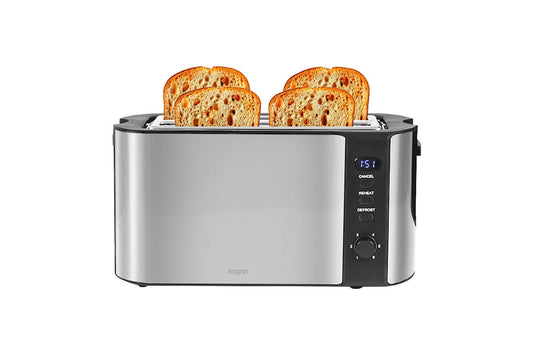 Kogan 4 Slice Long Slot Stainless Steel Toaster - Auzzistore