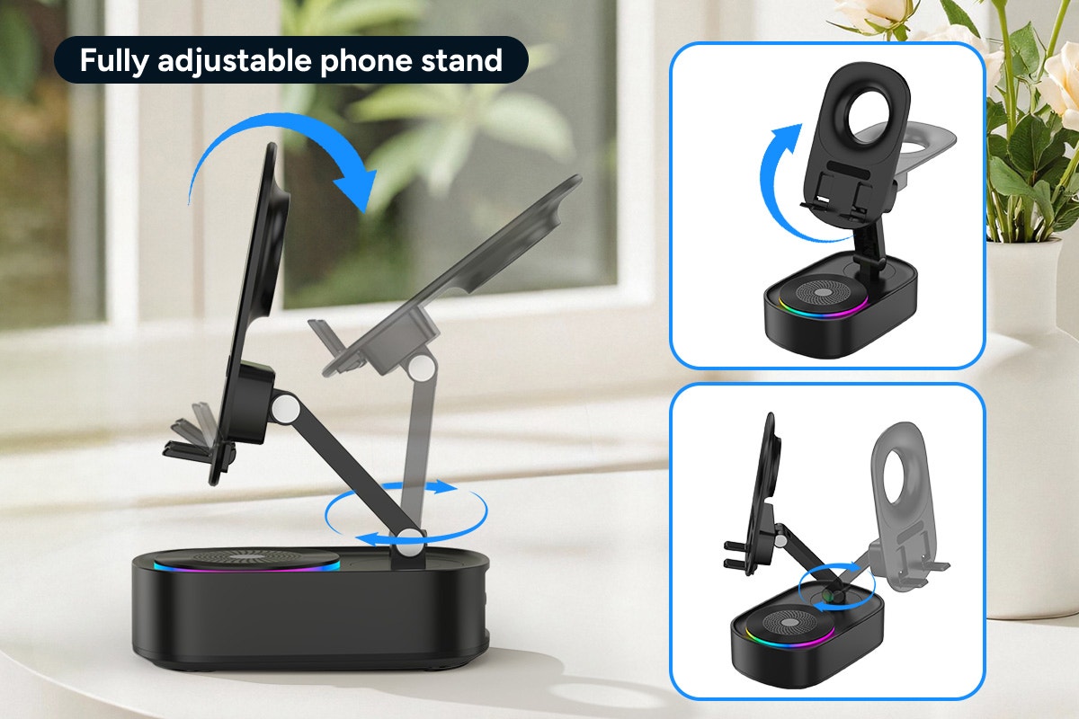 Kogan 4-in-1 Wireless Induction Bluetooth Speaker with Phone Holder and Power Bank