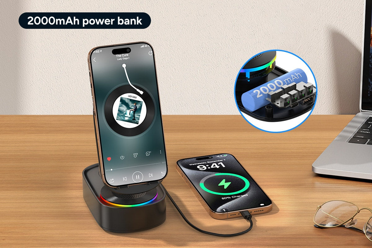 Kogan 4-in-1 Wireless Induction Bluetooth Speaker with Phone Holder and Power Bank