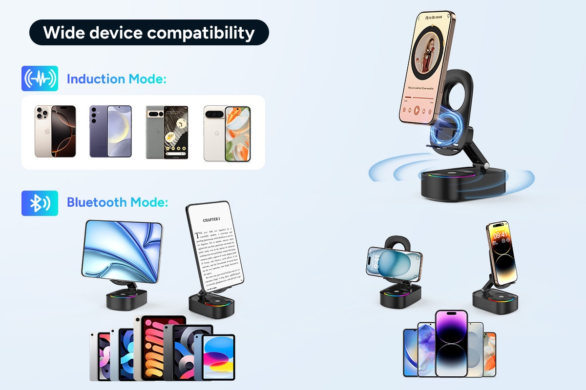 Kogan 4-in-1 Wireless Induction Bluetooth Speaker with Phone Holder and Power Bank