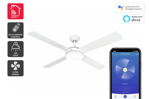 Kogan SmarterHome™  132cm DC Motor Ceiling Fan with LED Light - White - Auzzistore