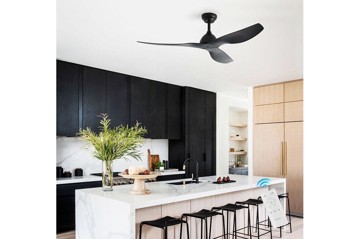 Kogan 132cm DC Motor Ceiling Fan with Remote (Black)