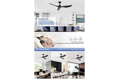 Kogan 132cm DC Motor Ceiling Fan with Remote (Black)