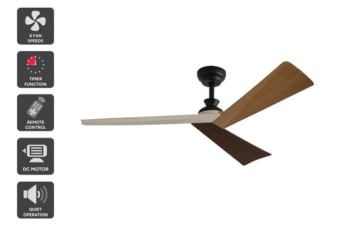 Kogan 132cm DC Motor Ceiling Fan with Remote (Oak/Walnut/Beige) - Auzzistore