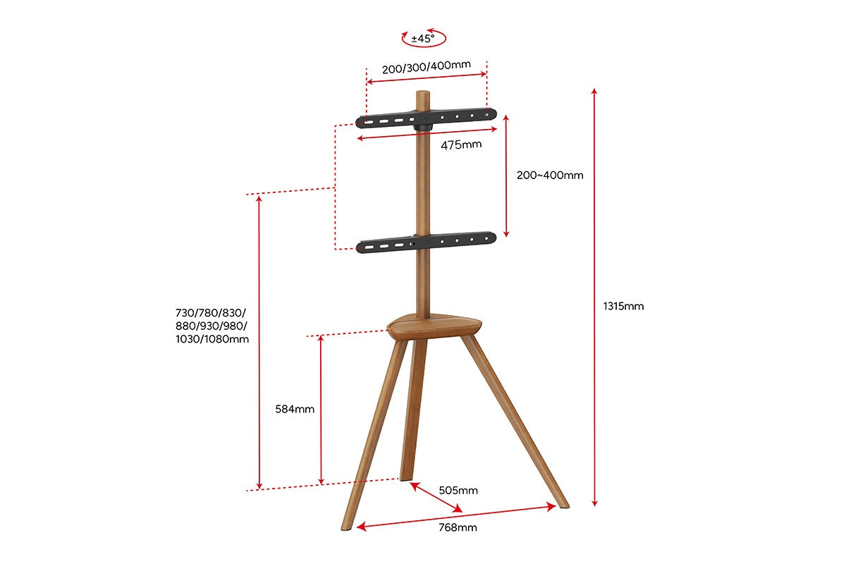 Kogan Oslo Studio Stand with Shelf for 45" - 65" TVs (Walnut)