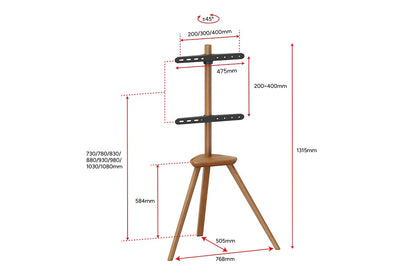 Kogan Oslo Studio Stand with Shelf for 45" - 65" TVs (Walnut)