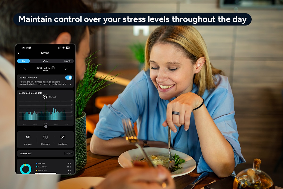 Kogan Aura Ti Smart Ring (Titanium, Graphite, Size 12)