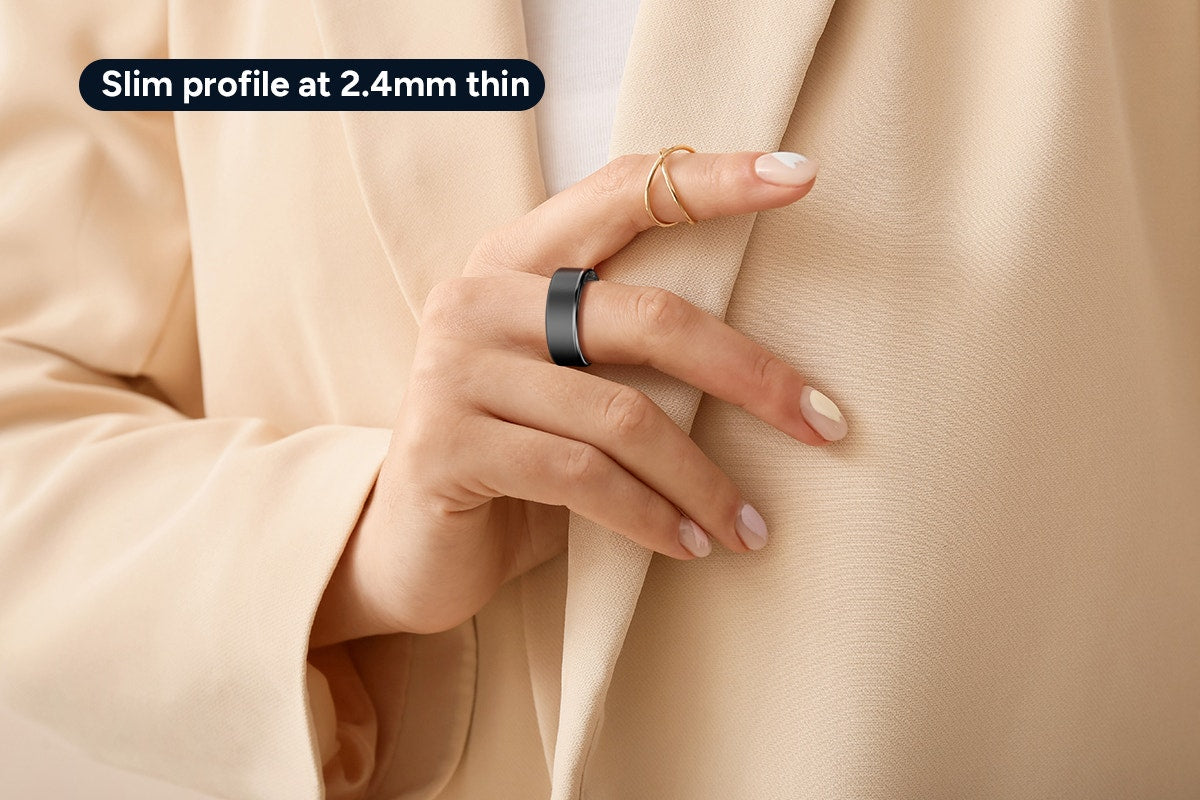 Kogan Aura Ti Smart Ring (Titanium, Graphite, Size 11)