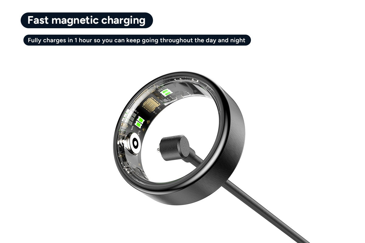 Kogan Aura Ti Smart Ring (Titanium, Graphite, Size 12)