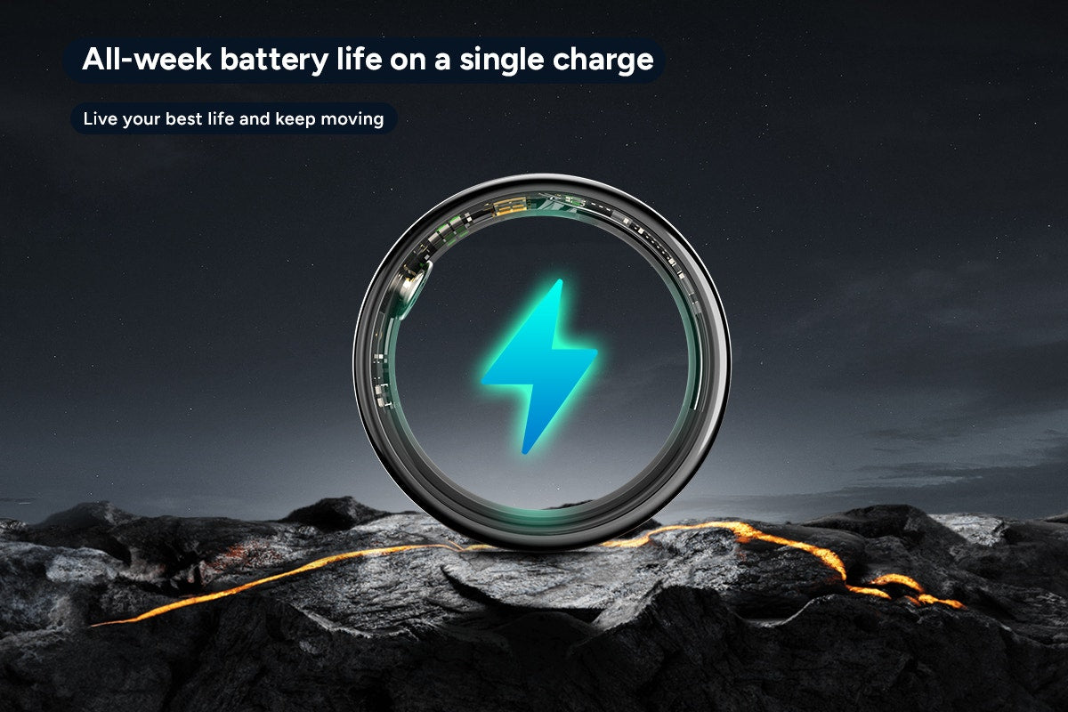 Kogan Aura Ti Smart Ring (Titanium, Graphite, Size 12)