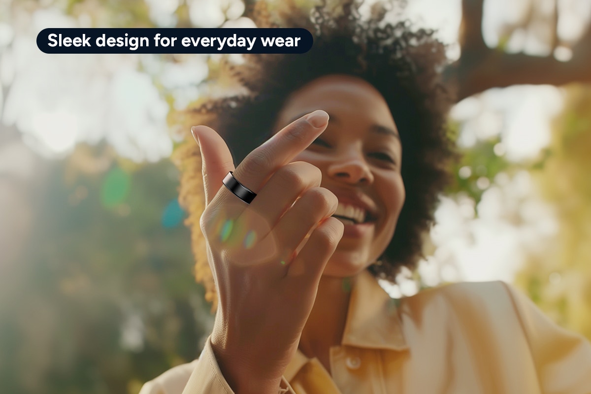 Kogan Aura Ti Smart Ring (Titanium, Graphite, Size 9)