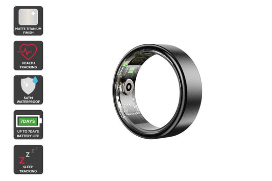Kogan Aura Ti Smart Ring (Titanium, Graphite, Size 12) - Auzzistore