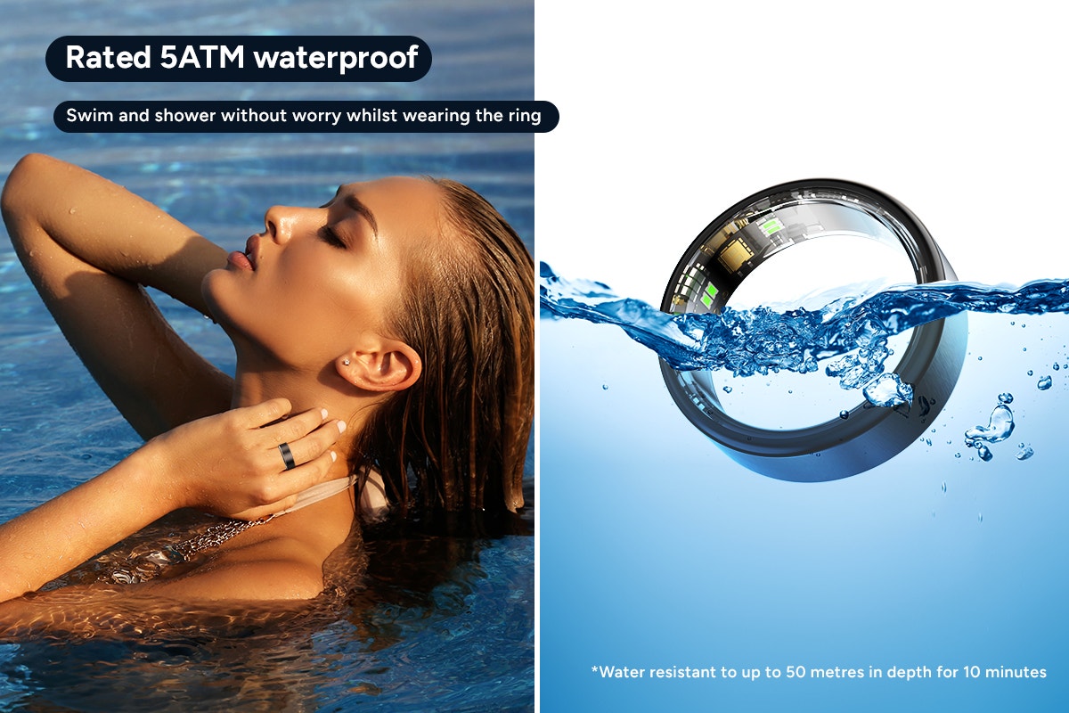 Kogan Aura Ti Smart Ring (Titanium, Graphite, Size 11)