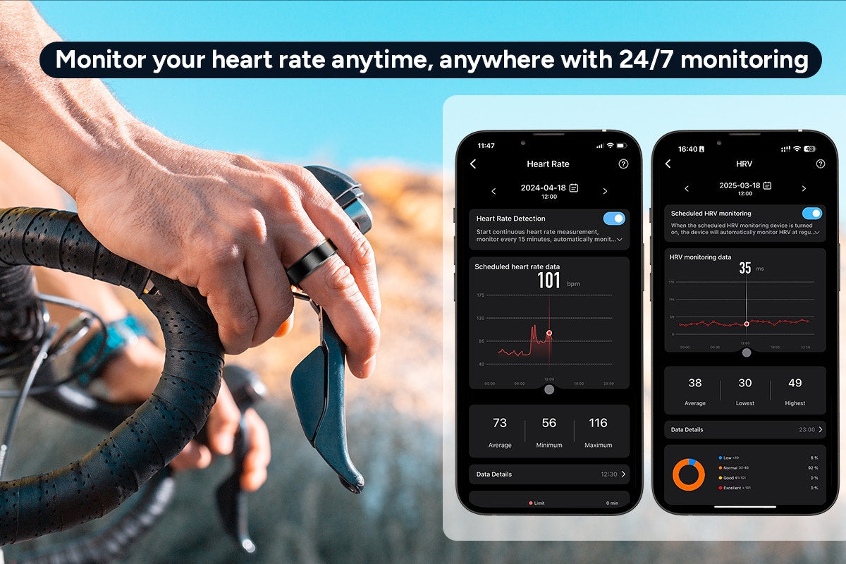 Kogan Aura Ti Smart Ring (Titanium, Graphite, Size 11)