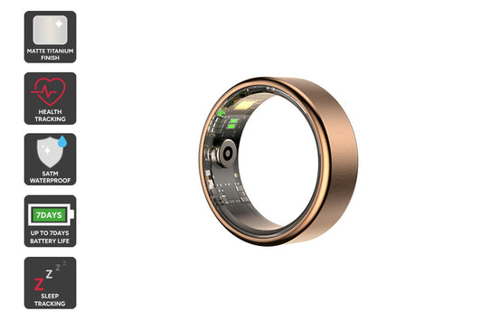 Kogan Aura Ti Smart Ring (Titanium, Rose Gold, Size 12) - Auzzistore