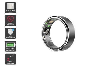 Kogan Aura Ti Smart Ring (Titanium, Silver, Size 7)