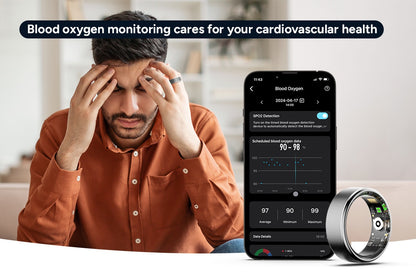 Kogan Aura Ti Smart Ring (Titanium, Silver, Size 8)