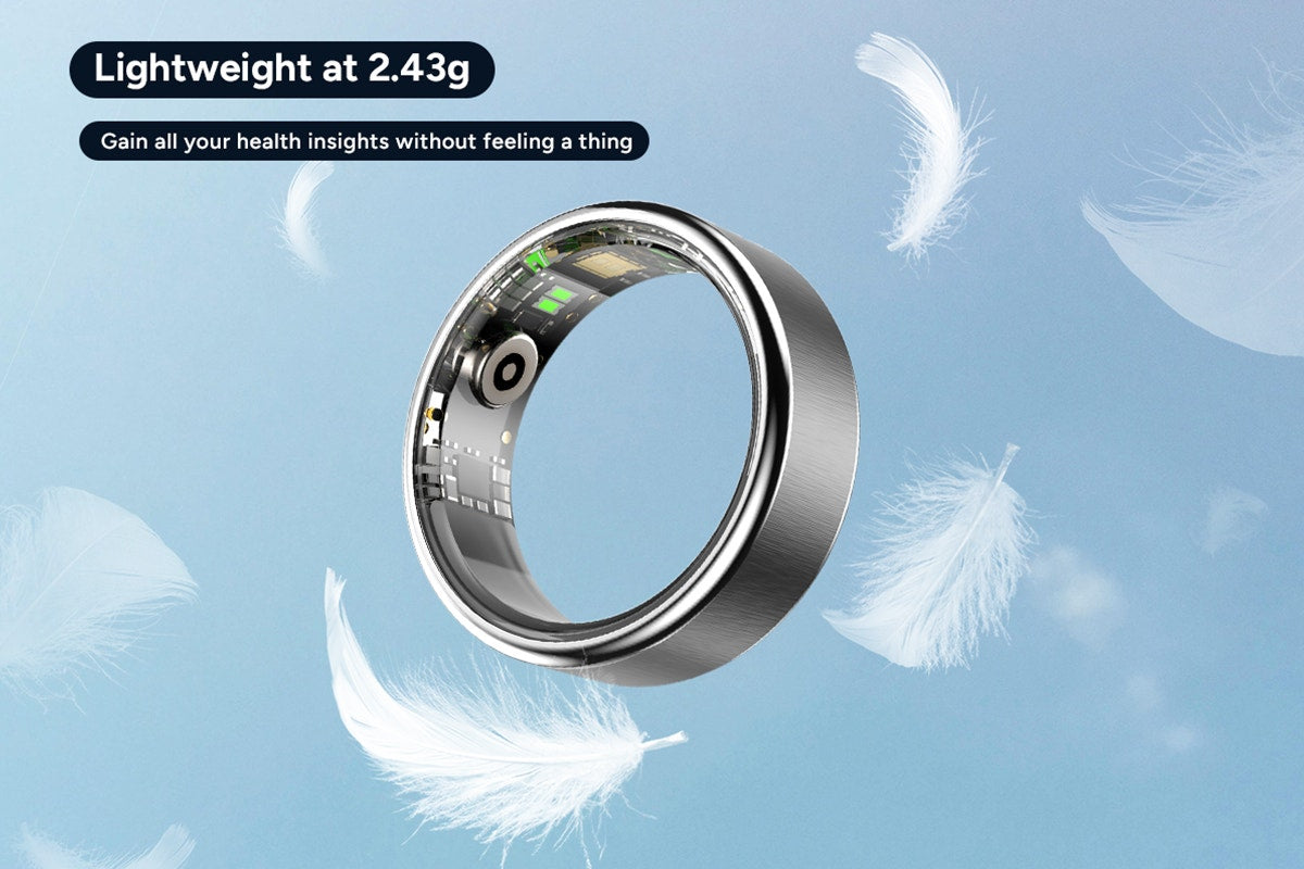 Kogan Aura Ti Smart Ring (Titanium, Silver, Size 13)