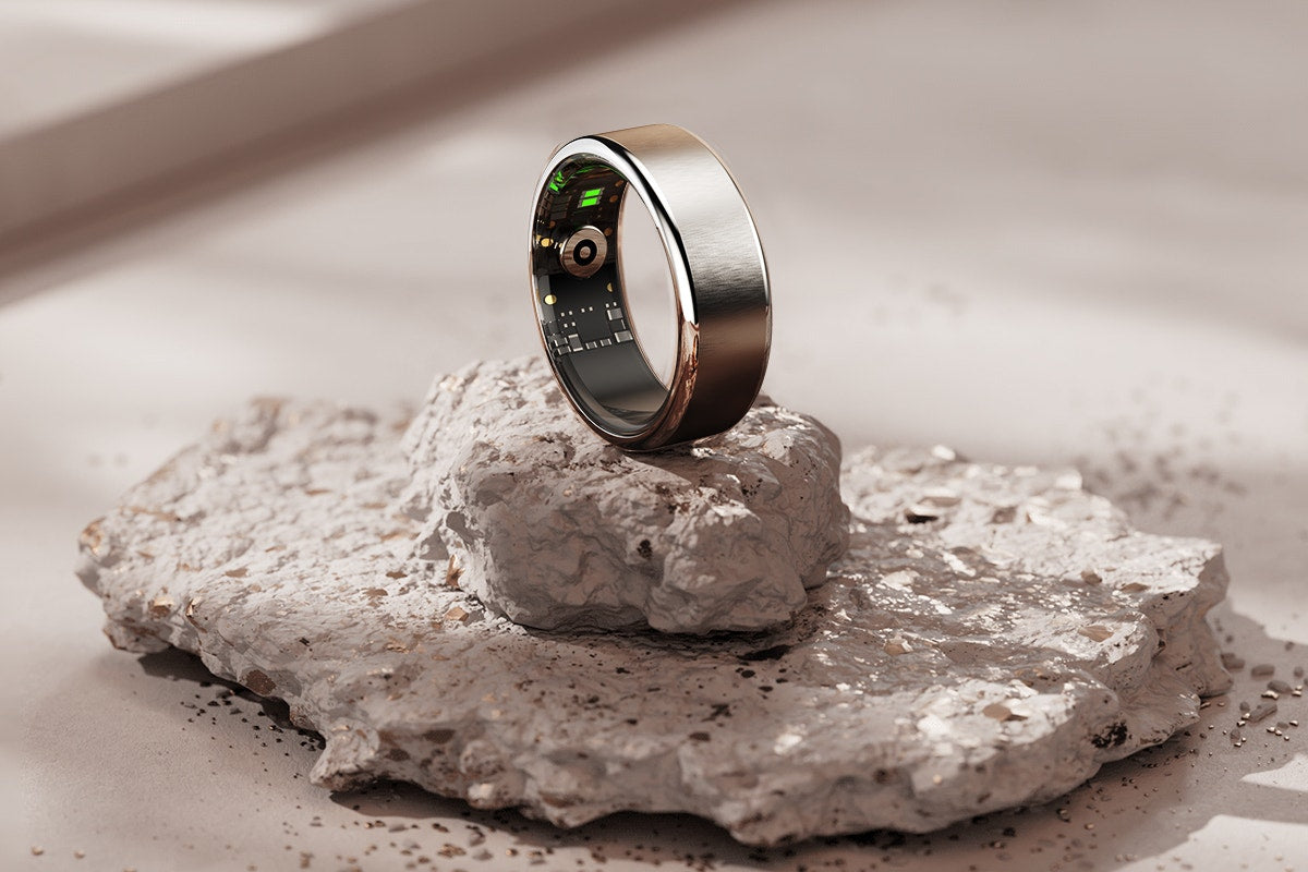 Kogan Aura Ti Smart Ring (Titanium, Silver, Size 7)