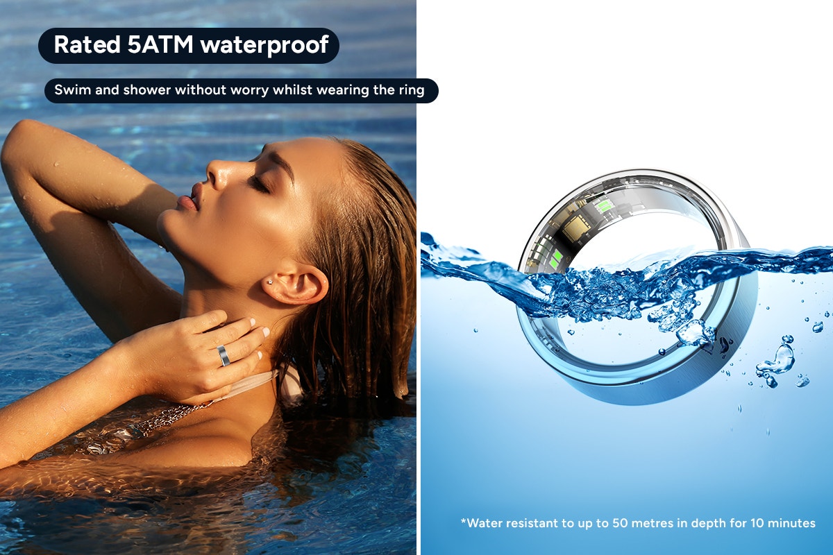 Kogan Aura Ti Smart Ring (Titanium, Silver, Size 7)