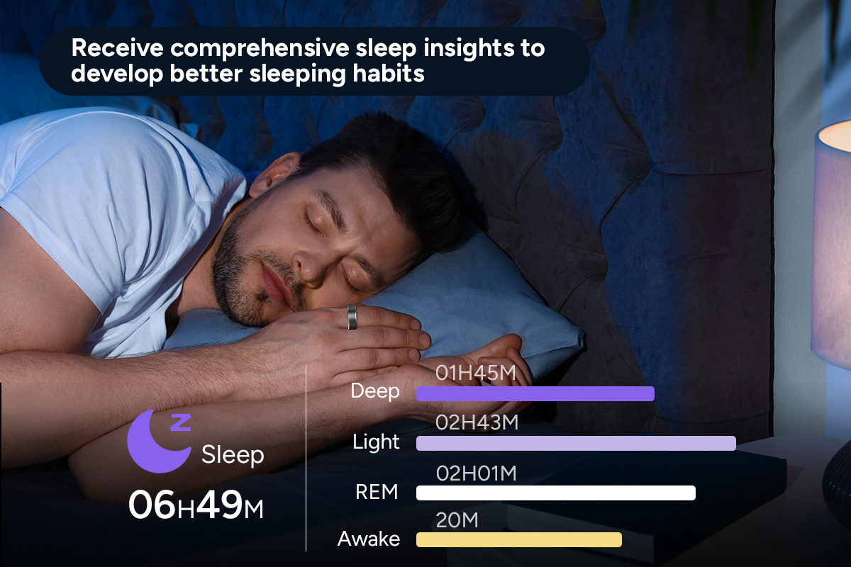 Kogan Aura Ti Smart Ring (Titanium, Silver, Size 10)