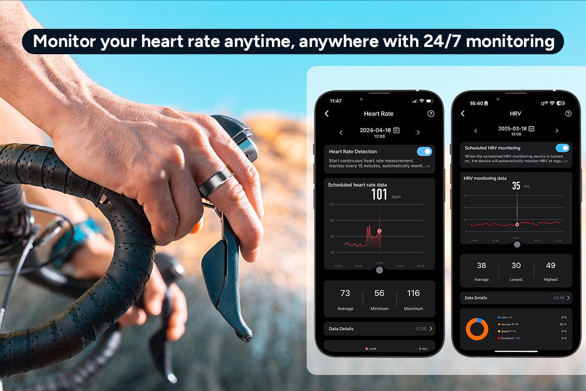 Kogan Aura Ti Smart Ring (Titanium, Silver, Size 8)